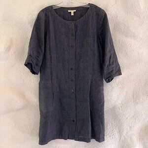 Eileen Fisher Navy Button-down Dress Size Extra Small